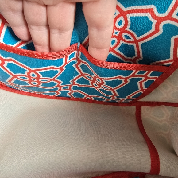 Kate Spade Moroccan Market Expandable Tote Bag In Turqouise/Flame Shoulder Bag - Picture 12 of 16